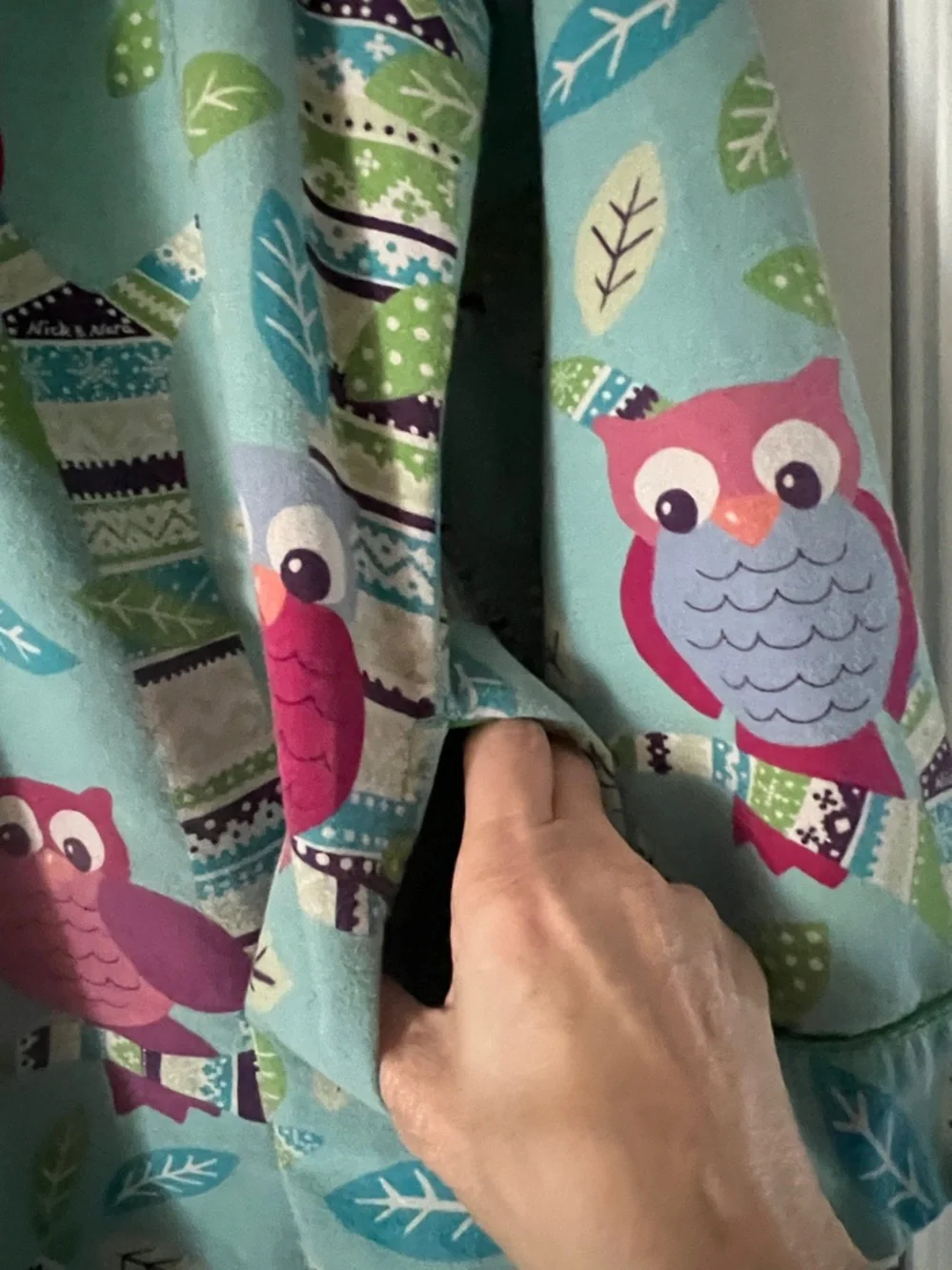Nick & Nora Womens Blue Owl Long Sleeve Pajama  Shirt